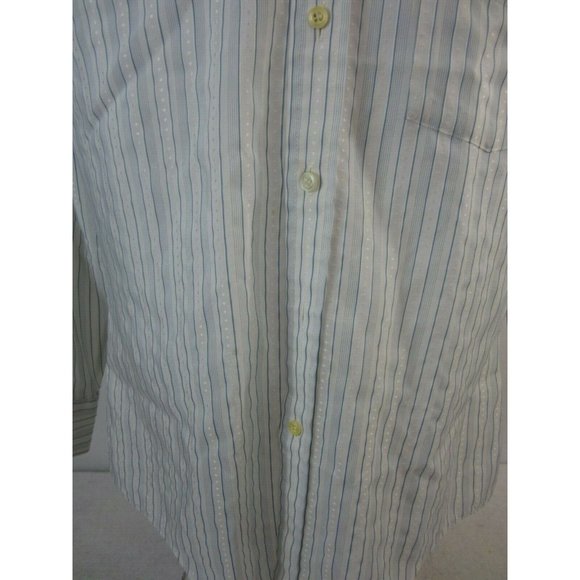 JCPenney Satin Touch vintage 70s Men Dress Shirt long sleeve 15.5-32 blue stripe - Picture 4 of 11